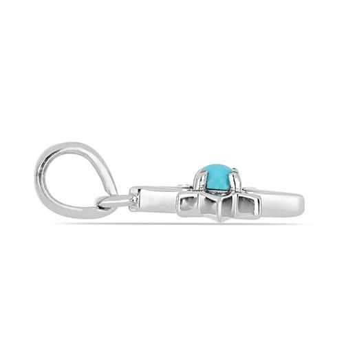 BUY NATURAL BLUE TURQUOISE GEMSTONE CLASSIC PENDANT IN STERLING SILVER